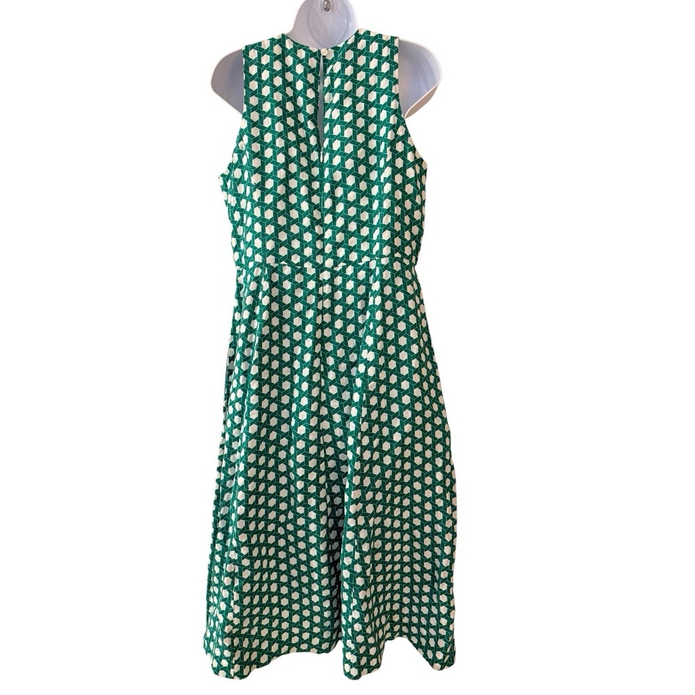 Boden Linen Dress 10 Midi Linen Green Wicker Fit Flare Pockets FIRM - Picture 6 of 10